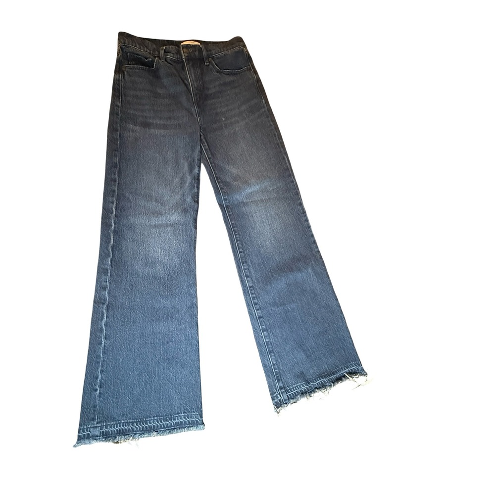 LOFT Made and Loved High Rise Wide Leg Raw‎ Hem Jeans Dark Wash Blue Size 25